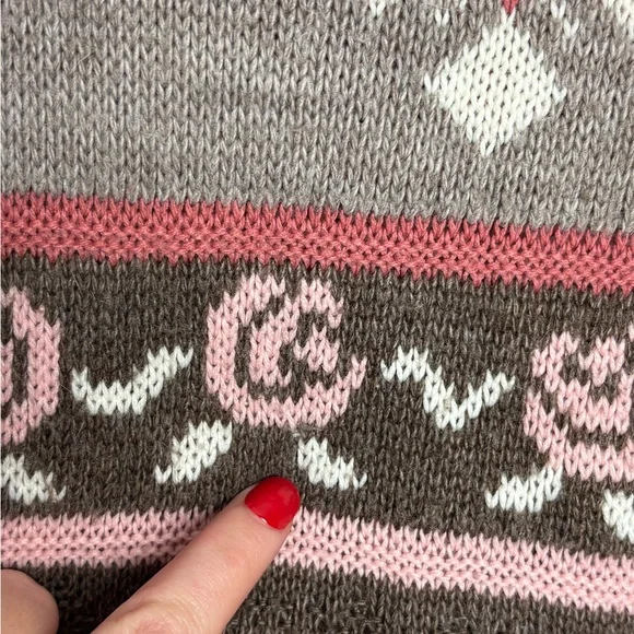 Cottagecore Coquette Floral Fair Isle Vintage Knit Sweater Romantic - Picture 9 of 10